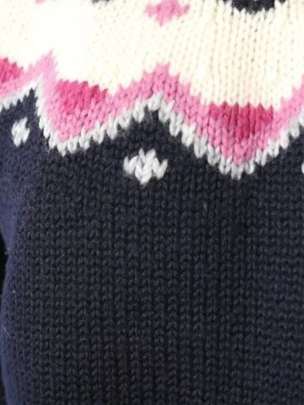 Vintage St Michael Fair Isle Wool Blend Sweater Pullover Navy Blue Pink Small S - Picture 10 of 11